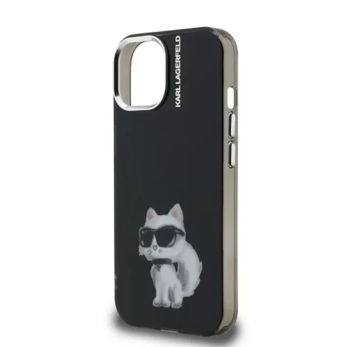  iPhone 15 Fekete Karl Lagerfeld IML Aquarelle Choupette tok-3666339464349 5 kép