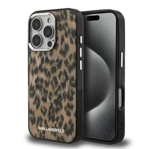  iPhone 16 Pro Barna Karl Lagerfeld IML Leopard MagSafe tok-3666339465667 1 kép