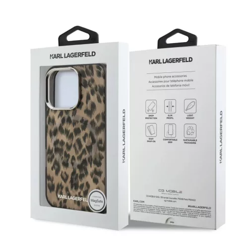 iPhone 16 Pro Max Barna Karl Lagerfeld IML Leopárd MagSafe tok-3666339465674 7 kép