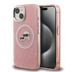    iPhone 15 Karl Lagerfeld IML K&CH Heads Repeated Logo MagSafe tok rózsaszín