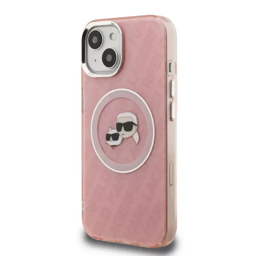  iPhone 15 Karl Lagerfeld IML K&CH Heads Repeated Logo MagSafe tok ró-3666339468309 3 kép