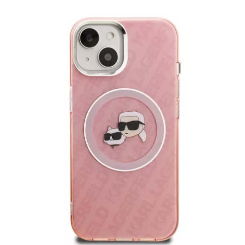 iPhone 15 Karl Lagerfeld IML K&CH Heads Repeated Logo MagSafe tok ró-3666339468309 6 kép
