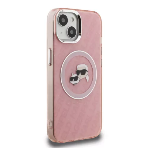  iPhone 15 Karl Lagerfeld IML K&CH Heads Repeated Logo MagSafe tok ró-3666339468309 8 kép