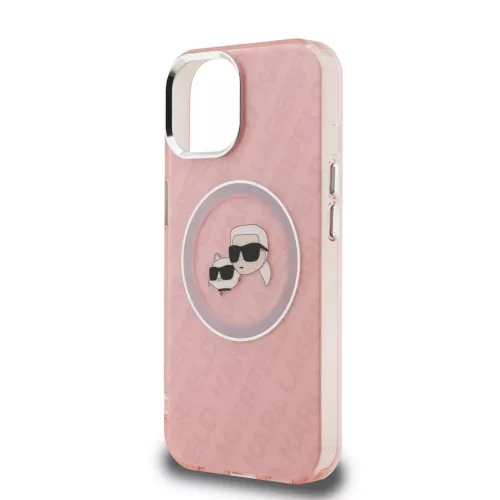  iPhone 15 Karl Lagerfeld IML K&CH Heads Repeated Logo MagSafe tok ró-3666339468309 10 kép