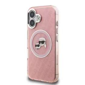 iPhone 16 Pink Karl Lagerfeld IML K&CH Heads Repeated Logo MagSafe to-3666339468347 2 kép