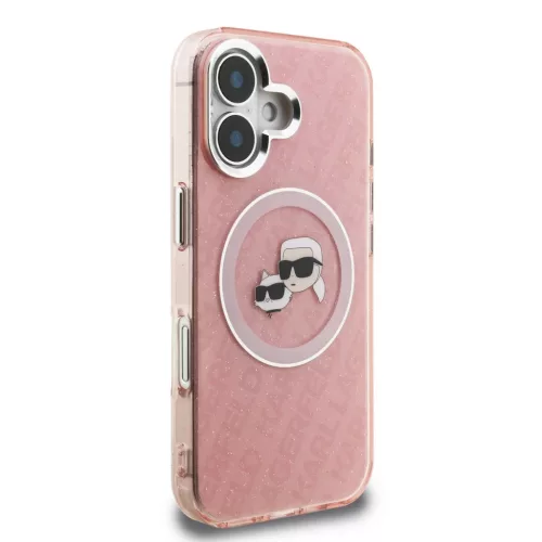  iPhone 16 Pink Karl Lagerfeld IML K&CH Heads Repeated Logo MagSafe to-3666339468347 4 kép