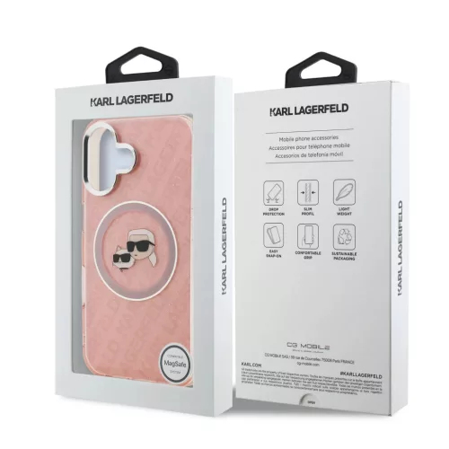  iPhone 16 Pink Karl Lagerfeld IML K&CH Heads Repeated Logo MagSafe to-3666339468347 7 kép