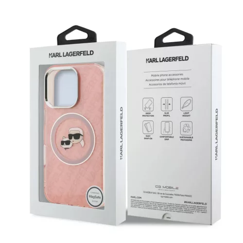  iPhone 16 Pro Max Pink Karl Lagerfeld IML K&CH Heads Repeated Logo Ma-3666339468378 7 kép