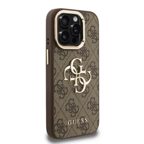 Guess PU 4G Metal Logo álló fliptok iPhone 15 Pro Barna tok-3666339469313 4 kép