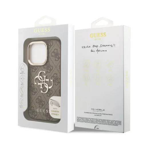 Guess PU 4G Metal Logo álló fliptok iPhone 15 Pro Barna tok-3666339469313 7 kép