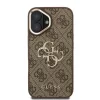  iPhone 16 Barna Guess PU 4G Fém Logó Állvány Kamera Keret tok-3666339469337 3 kép