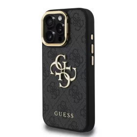 Guess PU 4G Metal Logo Stand Camera Frame iPhone 15 Pro Max fekete tok-3666339469382 2 kép
