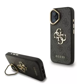 iPhone 16 Fekete Guess PU 4G Metal Logo Állvány Kamerakeret tok-3666339469399 1 kép