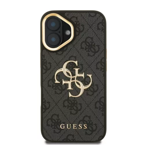  iPhone 16 Fekete Guess PU 4G Metal Logo Állvány Kamerakeret tok-3666339469399 3 kép