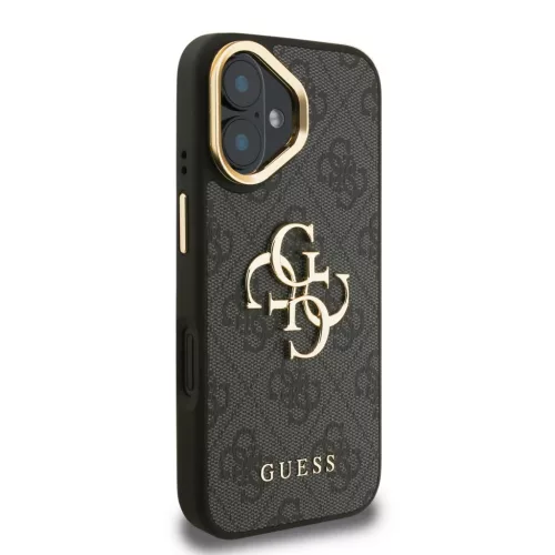  iPhone 16 Fekete Guess PU 4G Metal Logo Állvány Kamerakeret tok-3666339469399 4 kép