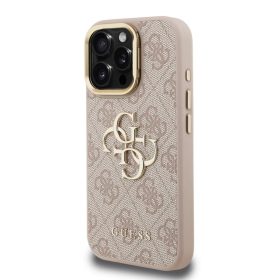 Guess PU 4G Metal Logo Stand Camera Frame Tok iPhone 15 Pro Pink-3666339469498 2 kép