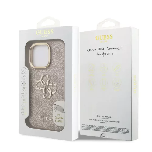  iPhone 16 Pro Pink Guess PU 4G Fém Logós Állványos Kamera Keret T-3666339469535 7 kép