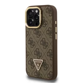  iPhone 16 Pro barna Guess PU 4G Strass Háromszög Logo Állvány Kam-3666339469658 2 kép