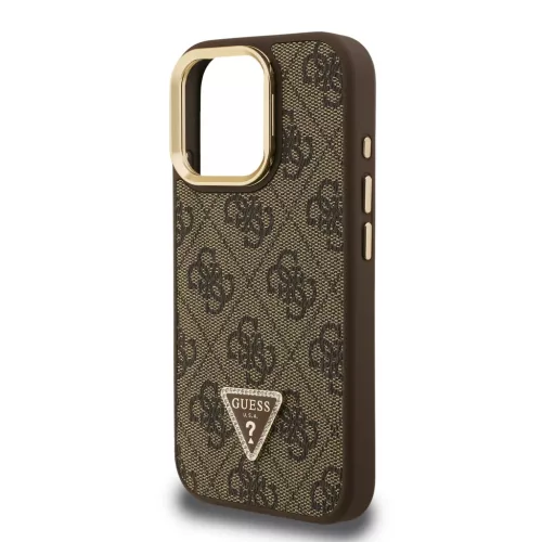  iPhone 16 Pro barna Guess PU 4G Strass Háromszög Logo Állvány Kam-3666339469658 5 kép