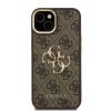 Guess PU 4G Fém Logós Állvány Kamerakerettel iPhone 15 barna tok-3666339470265 3 kép