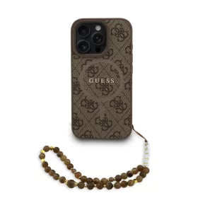    iPhone 16 Pro Max Barna Guess PU Bőr 4G Színes Gyűrűfüles MagSafe Tok