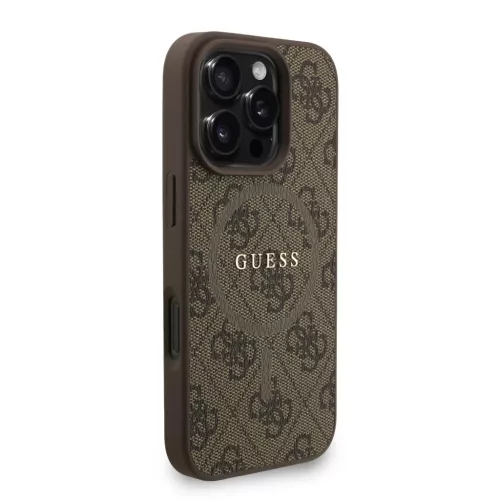  iPhone 16 Pro Max Barna Guess PU Bőr 4G Színes Gyűrűfüles MagSaf-3666339475215 3 kép