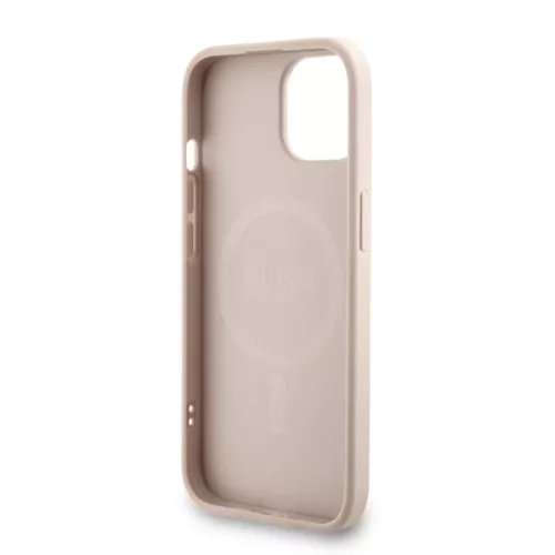  iPhone 14 Rózsaszín Guess PU bőrből készült 4G színes gyűrűv-3666339475253 5 kép