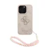  iPhone 16 Pro Max rózsaszín Guess PU 4G Fém Logós Szíjjal tok