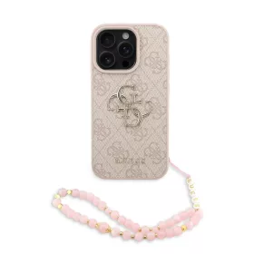    iPhone 16 Pro Max rózsaszín Guess PU 4G Fém Logós Szíjjal tok
