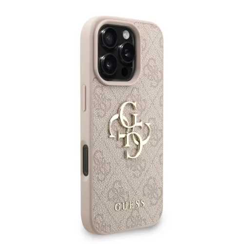  iPhone 16 Pro Max rózsaszín Guess PU 4G Fém Logós Szíjjal tok-3666339476199 3 kép