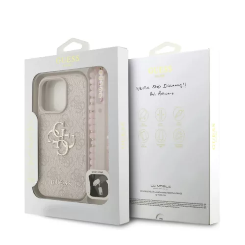 iPhone 16 Pro Max rózsaszín Guess PU 4G Fém Logós Szíjjal tok-3666339476199 7 kép