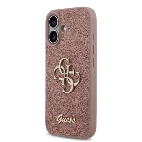  iPhone 17 Pink Guess PU Fixed Glitter 4G Metal Logo tok-3666339492045 2 kép