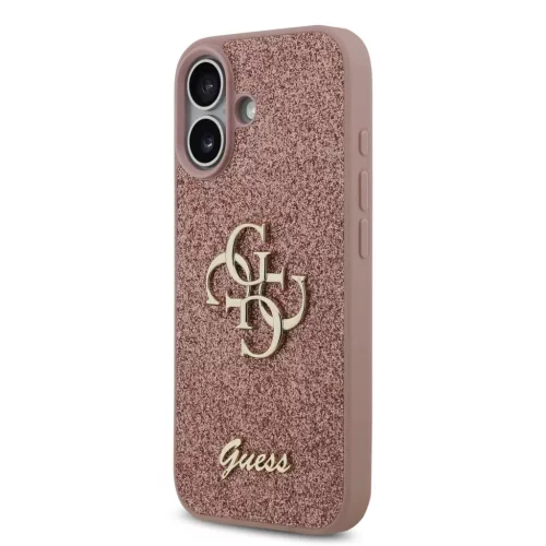  iPhone 17 Pink Guess PU Fixed Glitter 4G Metal Logo tok-3666339492045 2 kép