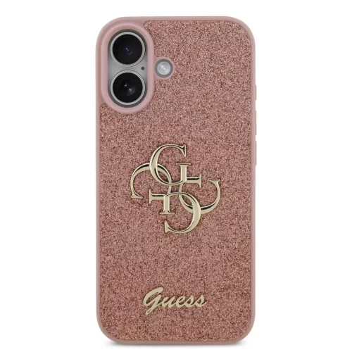  iPhone 17 Pink Guess PU Fixed Glitter 4G Metal Logo tok-3666339492045 3 kép