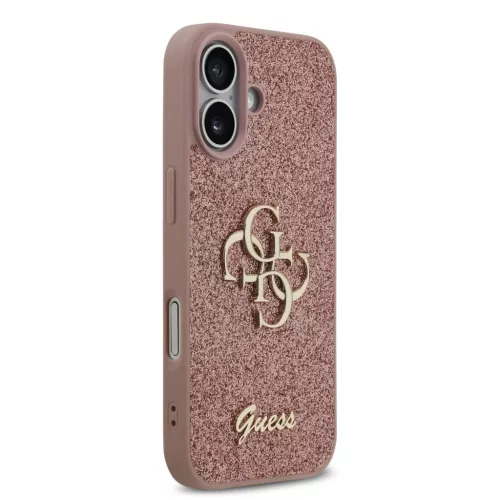 iPhone 17 Pink Guess PU Fixed Glitter 4G Metal Logo tok-3666339492045 4 kép