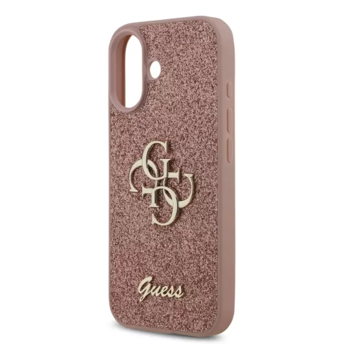  iPhone 17 Pink Guess PU Fixed Glitter 4G Metal Logo tok-3666339492045 5 kép