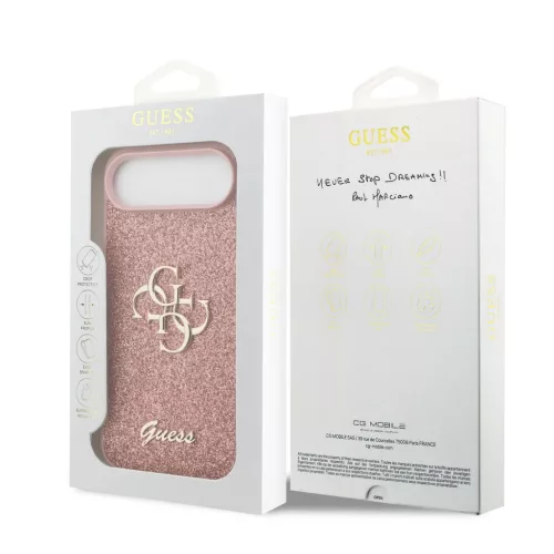  iPhone 17 Air Pink Guess PU Fixed Glitter 4G Metal Logo tok-3666339492052 7 kép