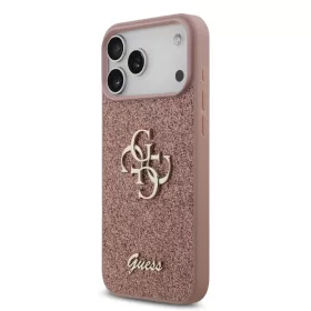  iPhone 17 Pro Max Rózsaszín Guess PU Fix Glitter 4G Fém Logós Tok-3666339492076 2 kép