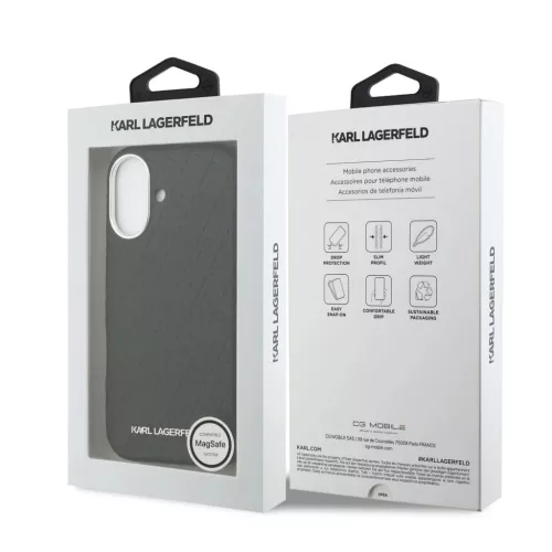  iPhone 17 Karl Lagerfeld Grained PU Repeated Logo MagSafe tok-3666339496937 7 kép