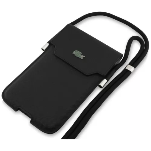 Lacoste PVC Iconic Petit Pique Metal Logo Phone Pouch XL Black tok-3666339513832 3 kép