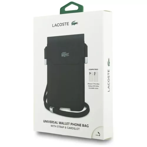 Lacoste PVC Iconic Petit Pique Metal Logo Phone Pouch XL Black tok-3666339513832 4 kép