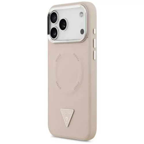  iPhone 17 Pro Max Pink Guess PU bőr háromszög logós MagSafe tok-3666339515386 2 kép