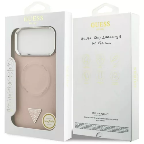 iPhone 17 Pro Max Pink Guess PU bőr háromszög logós MagSafe tok-3666339515386 8 kép