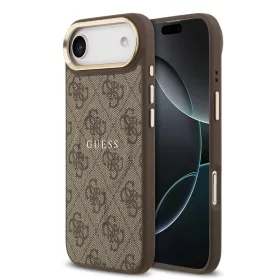    iPhone 17 Air Barna Guess PU Bőr 4G Arany Keretes MagSafe Tok
