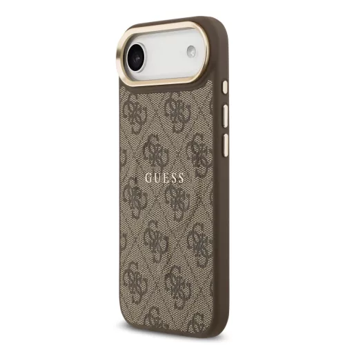  iPhone 17 Air Barna Guess PU Bőr 4G Arany Keretes MagSafe Tok-3666339519209 2 kép