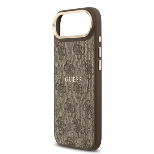  iPhone 17 Air Barna Guess PU Bőr 4G Arany Keretes MagSafe Tok-3666339519209 5 kép