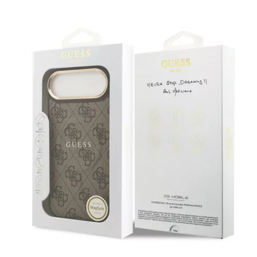  iPhone 17 Air Barna Guess PU Bőr 4G Arany Keretes MagSafe Tok-3666339519209 7 kép