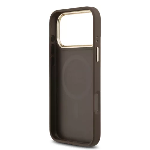  iPhone 17 Pro Max Barna Guess PU Bőr 4G Arany Keret MagSafe tok-3666339519223 6 kép