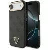  iPhone 17 Air Fekete Guess PU Bőr 4G Háromszög Logós Arany Keretes MagSafe tok