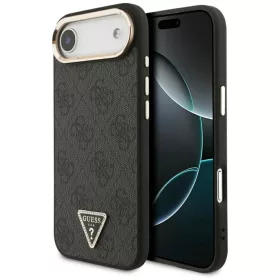    iPhone 17 Air Fekete Guess PU Bőr 4G Háromszög Logós Arany Keretes MagSafe tok